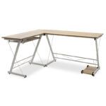 Metalic Reversible computer table Levi MDF in oak color 158x120x73cm