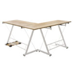 Metalic Reversible computer table Levi MDF in oak color 158x120x73cm - Image 3