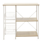 Floor Shelf unit Noon with MDF in white-natural color 80x34x75cm - Image 2