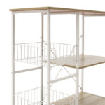 Floor Shelf unit Noon with MDF in white-natural color 80x34x75cm - Image 4