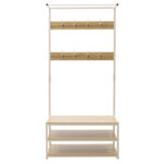 Entrance unit Ralph MDF in white-oak color 80x40x170cm - Image 2