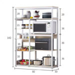 Floor shelf unit Leena metallic in white-natural color 80x30x142cm - Image 3