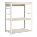 Floor shelf unit Cayde metallic in white-natural color 50x35x71.5cm