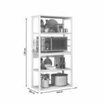 Floor shelf unit Tace metallic in white-natural color 50x30x129cm - Image 3