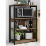 Floor shelf unit Daan metallic in walnut-black color 60x30x100cm - Image 2