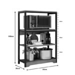 Floor shelf unit Daan metallic in walnut-black color 60x30x100cm - Image 3