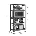 Floor sfelf unit Obra metallic in walnut-black color 60x30x126cm - Image 4