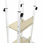 Babs side table on wheels in white-natural color 60x40x71-92cm - Image 3