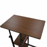 Side table on wheels Babs in walnut-black color 60x40x71-92cm - Image 4