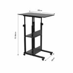 Side table on wheels Babs in walnut-black color 60x40x71-92cm - Image 5