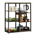 Floor Shelf unit Tati metal black-walnut 80x30x101cm