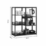 Floor Shelf unit Tati metal black-walnut 80x30x101cm - Слика 3