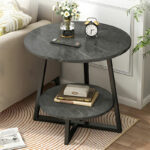Coffee table Rota MDF color dark grey marble-black D60x60cm - Слика 2