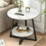 Coffee table Rota MDF color white marble-black D60x60cm - Image 2
