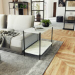 Side table Mara MDF white marble-black 80x40x55cm - Image 2