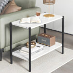 Side table Mara MDF white marble-black 80x40x55cm - Image 3