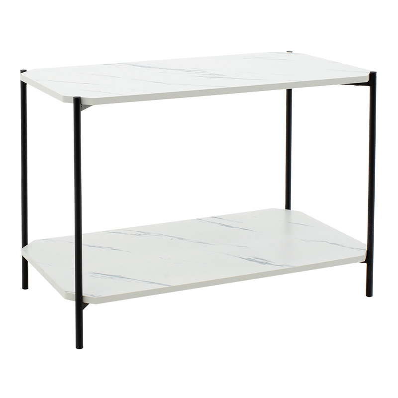 072-000065 Side table Mara MDF white marble-black 80x40x55cm - Слика 1