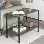 Side table Mara MDF dark grey marble-black 80x40x55cm - Слика 2