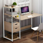 Zayn ΙΙ desk with shelf-MDF natural-white 107x40x110cm - Слика 2