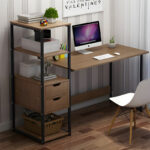 Zayn ΙΙ desk with shelf-MDF walnut-black 107x40x110cm - Слика 2