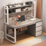 Soco desk with shelf-MDF gray-white 120x50x147cm - Слика 2