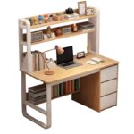 Soco desk with shelf-MDF natural-white 120x50x147cm