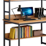 Metal computer table Damp MDF natural-black 100x60x154cm - Image 3