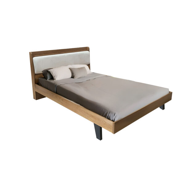 Frankly double oak-white pu bed 150x200cm