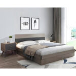 Double storage bed Daizy light walnut-grey 150x200cm - Image 2