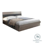 Double storage bed Daizy light walnut-grey 150x200cm