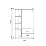 3-door wardrope Edritte with drawers light walnut 120x52x195cm - Слика 5