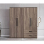 4-door wardrope Edritte with drawers light walnut 160x52x195cm - Слика 2