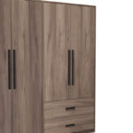 4-door wardrope Edritte with drawers light walnut 160x52x195cm - Слика 3