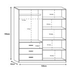 Sonlen wardrobe in walnut-charcoal shade 160x52x195cm - Слика 2