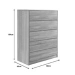 Kuanger mdf chest of drawers in natural shade 80x40x109cm - Image 3