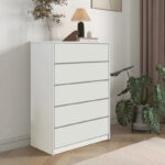 Kuanger mdf chest of drawers in white shade 80x40x109cm - Image 2