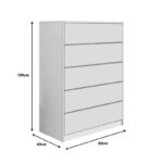 Kuanger mdf chest of drawers in white shade 80x40x109cm - Image 3