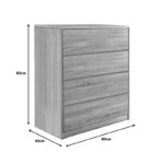 Kuanger mdf chest of drawers in a natural shade 80x40x80cm - Слика 3