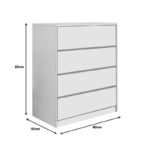 Kuanger mdf chest of drawers in white shade 80x40x80cm - Слика 3