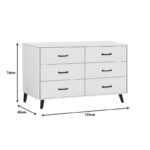 Adrenile mdf chest of drawers in white shade and black metal leg 120x40x74cm - Слика 2