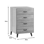 Adrenile mdf chest of drawers in natural shade and black metal leg 80x40x84cm - Слика 2