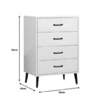 Adrenile mdf chest of drawers in white shade and black metal leg 80x40x84cm - Слика 3