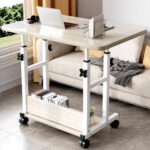 Mobile desk Stolu mdf-metal in natural-white color 60x40x68cm - Слика 2