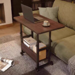 Mobile desk Stolu I mdf-metal in dark oak color 80x40x68cm - Слика 2