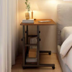 Mobile desk Stolu I mdf-metal in dark oak color 80x40x68cm - Слика 3