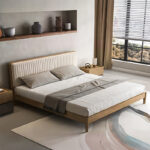 Double bed Akva mdf in natural color 150x200cm - Image 2
