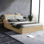 Double bed Akvare with storage mdf in natural color 150x200cm - Image 2