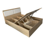 Double bed Akvare with storage mdf in natural color 150x200cm - Image 3