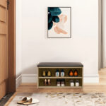 Shoe cabinet stool Kiana 6 pairs in natural color 80x32x44cm - Слика 2