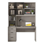 Компјутерска биро-полица за книги Citoro MDF во беж боја 120x50x180 см
